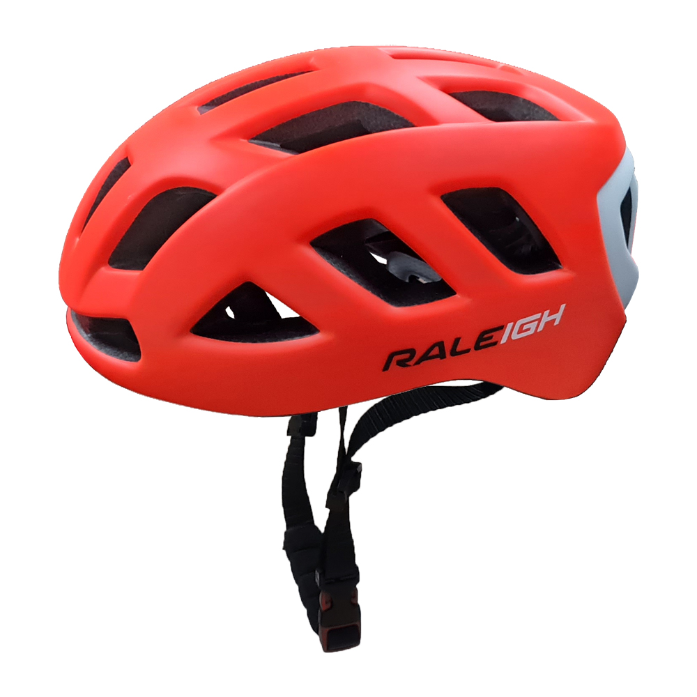 Casco In-Mould - 255Gr - 58/61 cm - 18Ventilacio-Naranja Neon con Negro-Raleigh