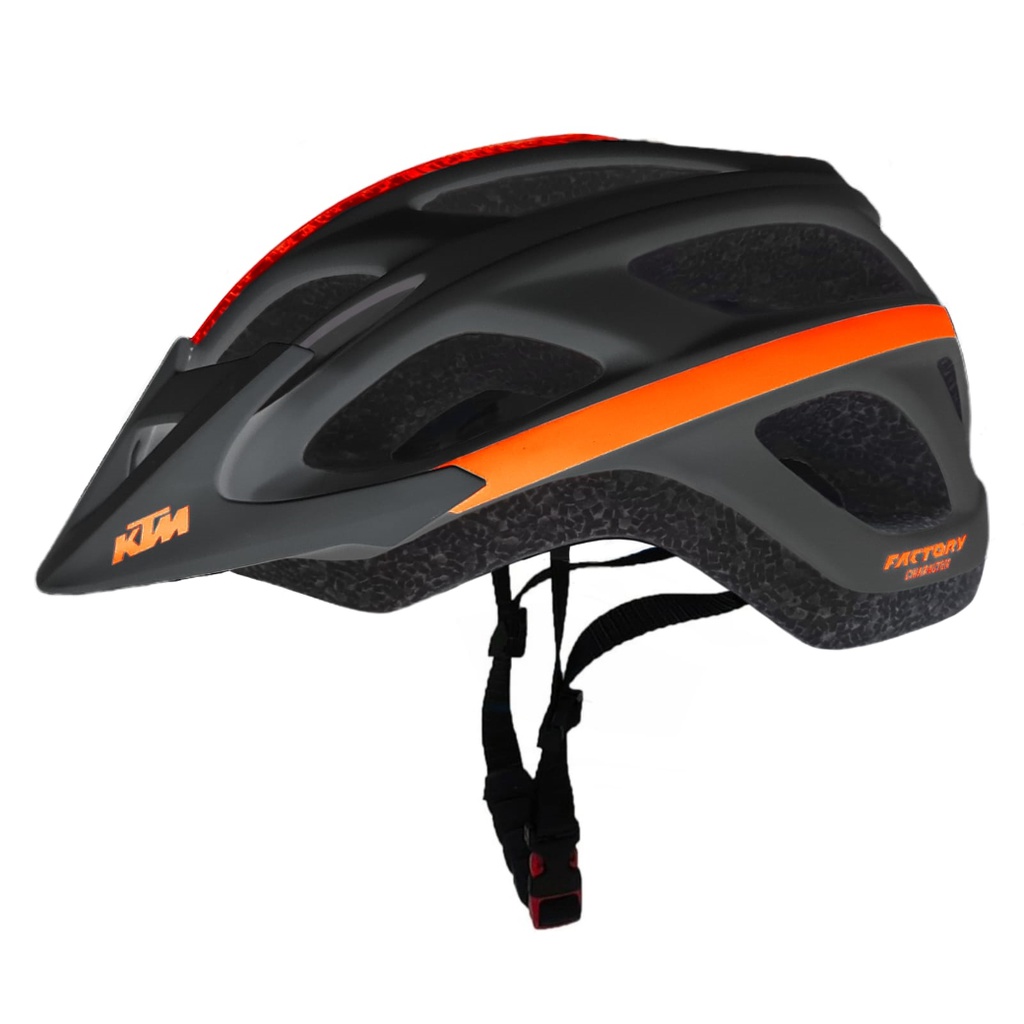 Casco Factory Character - 278Gr - 58/61.5 cm-18 Ventila.-Negro C/ Naranja - KTM