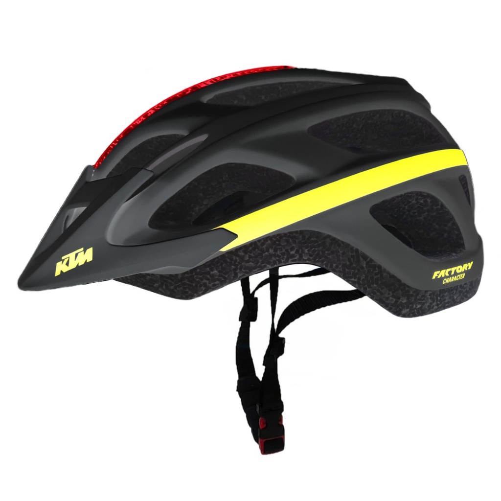 Casco Factory Character - 278Gr -54/58 cm-18 Ventila-Neg. Mate C/ Amari/Rojo  - KTM