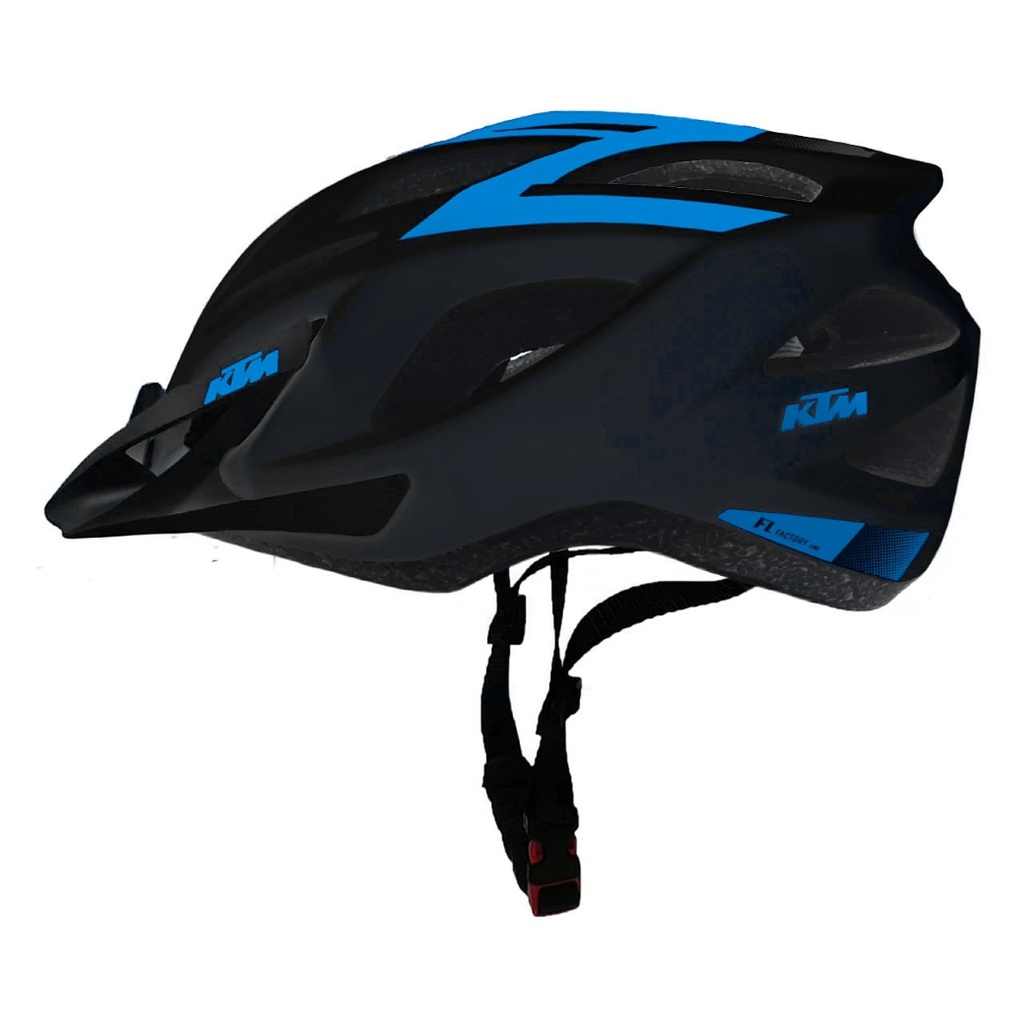 Casco Factory Line - 250Gr -  58/62 cm -  21 Ventil. Negro C/ Azul Mate - KTM