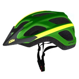 [18295-5KTM] Casco Factory Character - 278Gr 54/58 cm- 18 Ventila. Verde C/ Amarillo Mate - KTM